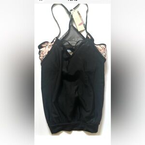 Dokotoo Womens 2024 Fashion Black Lined Up Double Up Tankini Top Size Large, New